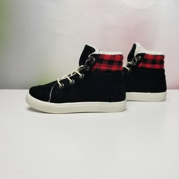 Toddler Sherpa Lined Plaid Hi Top Sneakers Size 10 NWT - Picture 1 of 8